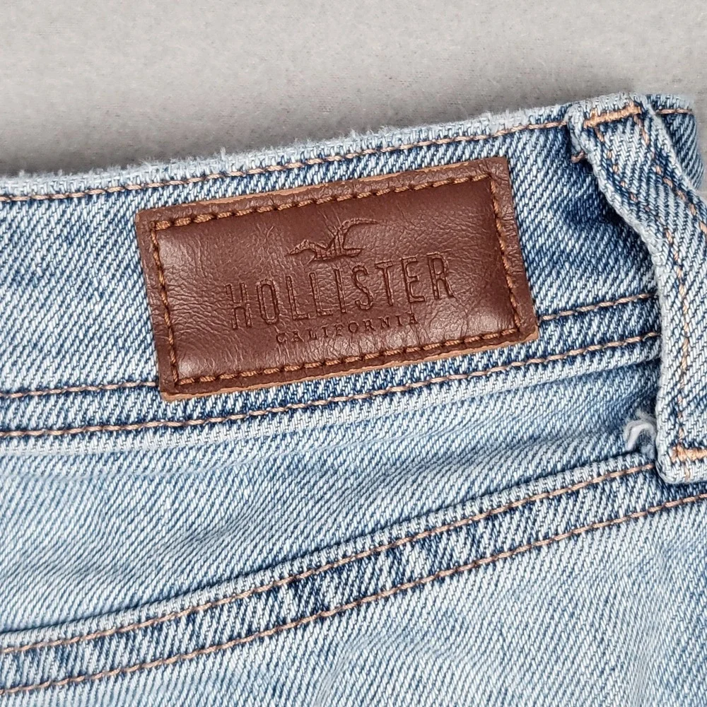 Hollister Curvy High Rise Shorts Women's 23 Blue Distressed Stretch Denim Vintag
